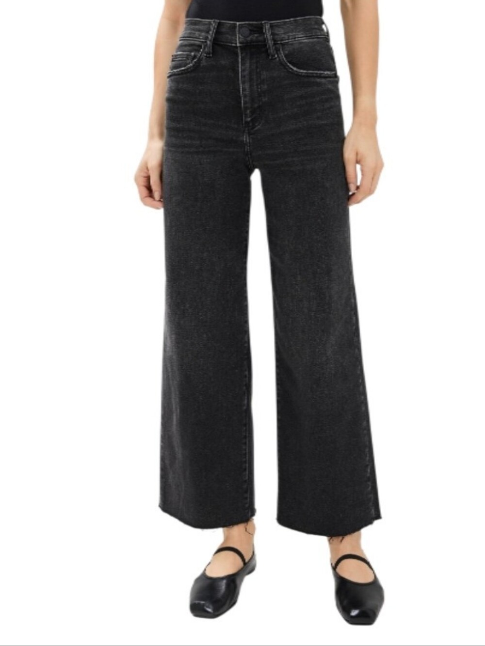 Daze Denim Pleaser Black High-Waist Wide Ankle Jeans-NWT